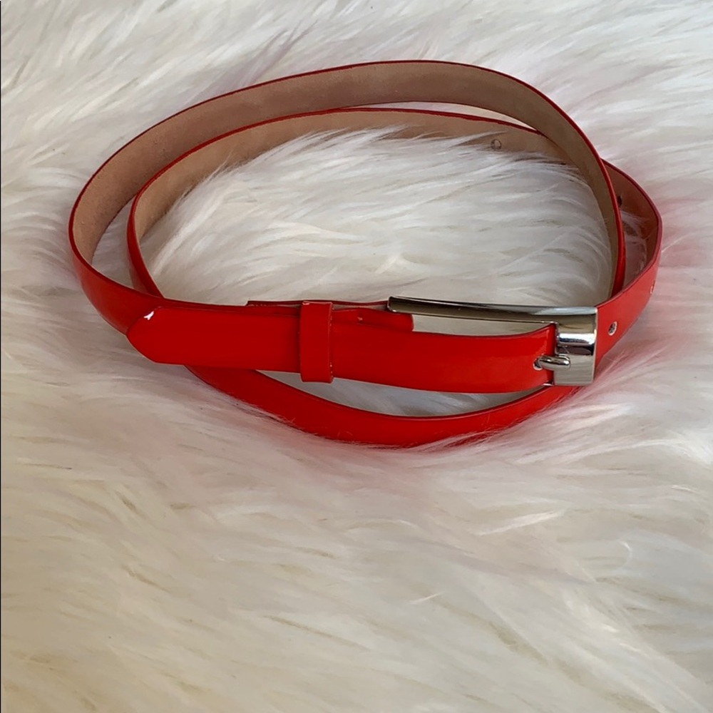 Red patent leather belt